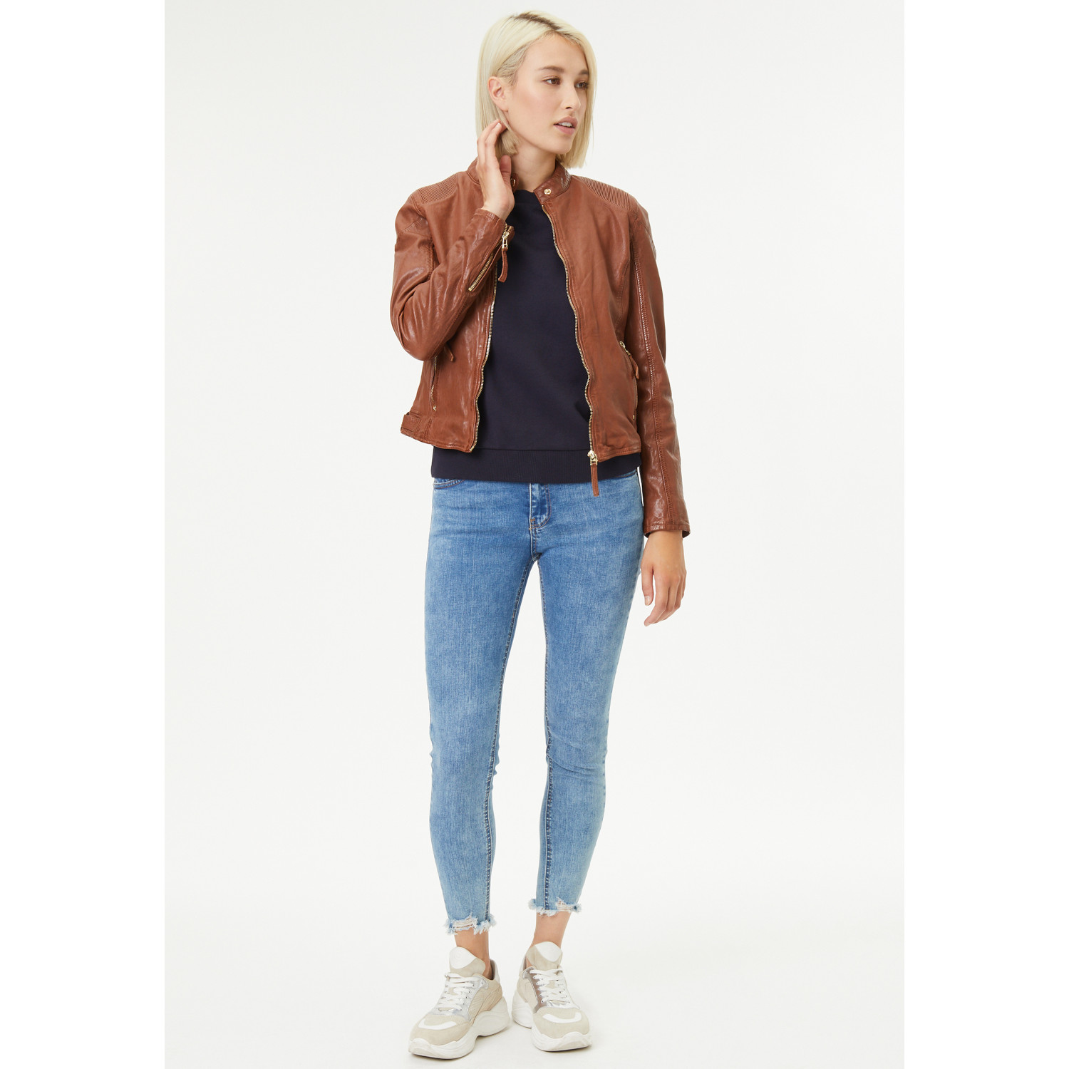 Geaca de Piele Dama Gipsy Coniac GWAneta – Geci de Piele