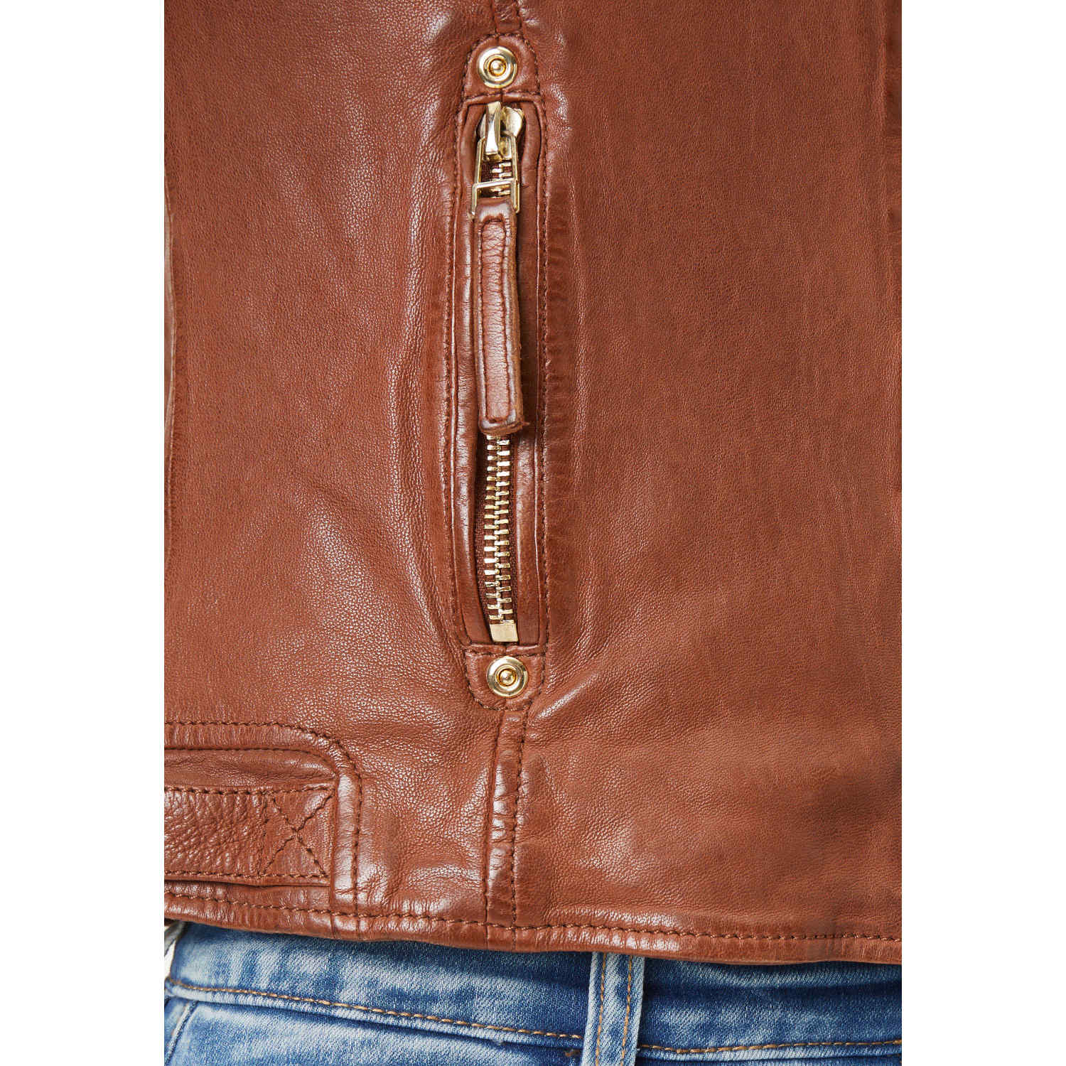 Geaca de Piele Dama Gipsy Coniac GWAneta – Geci de Piele