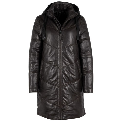 Geaca Lunga de Iarna din Piele Dama Gipsy Maro Inchis GWVallie