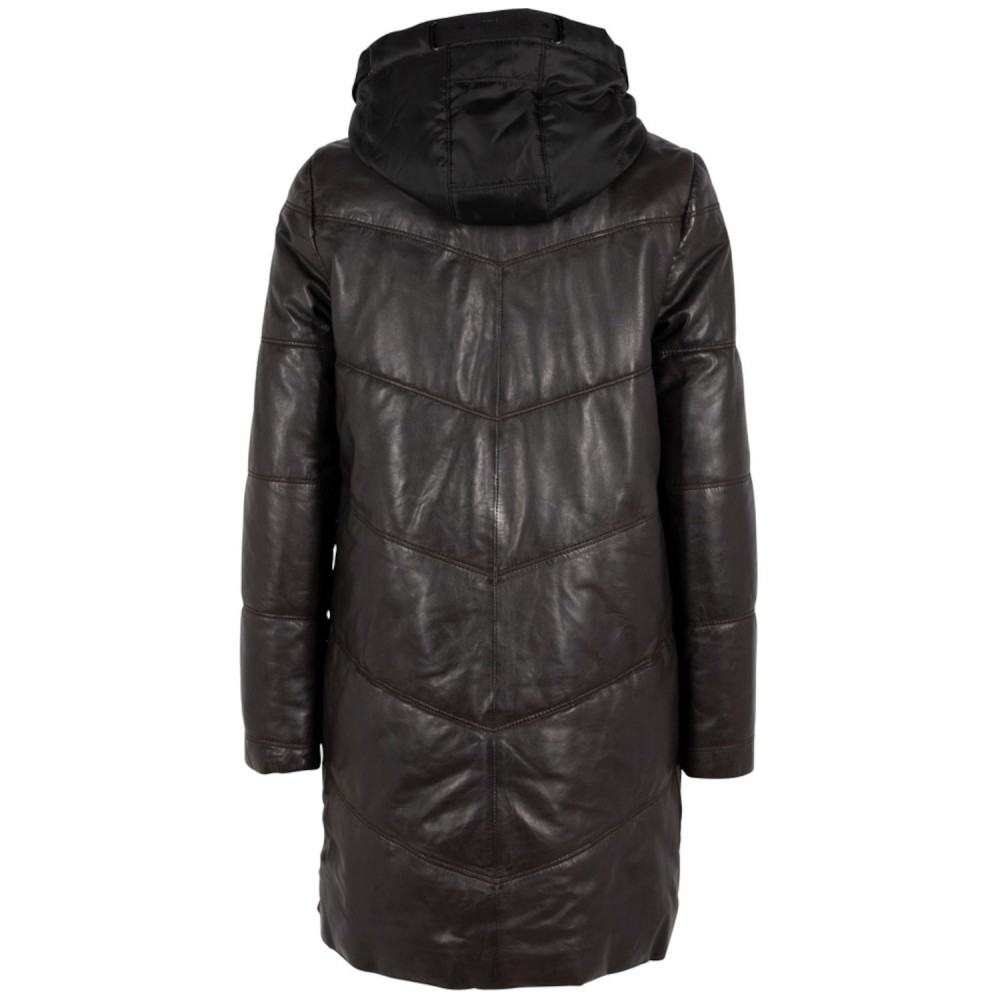 Geaca Lunga de Iarna din Piele Dama Gipsy Maro Inchis GWVallie - readytowear