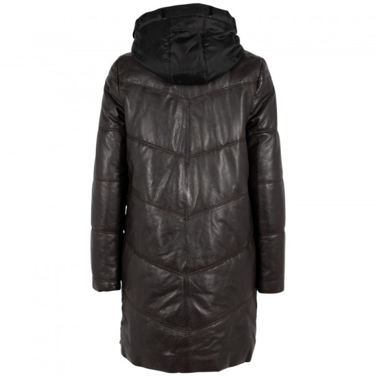 Geaca Lunga de Iarna din Piele Dama Gipsy Maro Inchis GWVallie