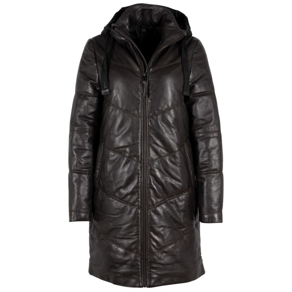 Geaca Lunga de Iarna din Piele Dama Gipsy Maro Inchis GWVallie