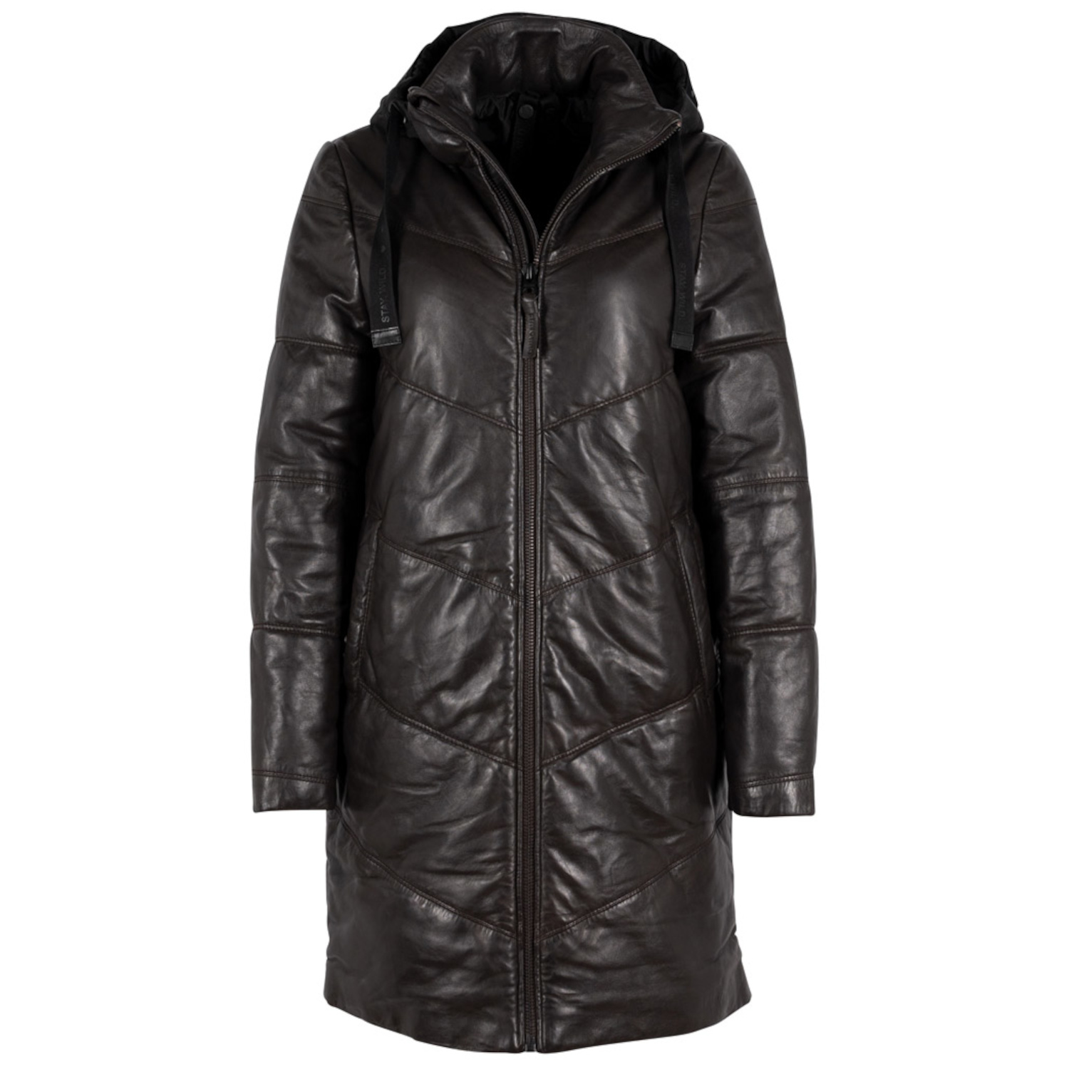 Geaca Lunga de Iarna din Piele Dama Gipsy Maro Inchis GWVallie – Black Friday