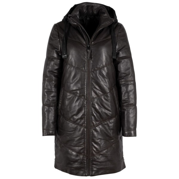 Geaca Lunga de Iarna din Piele Dama Gipsy Maro Inchis GWVallie