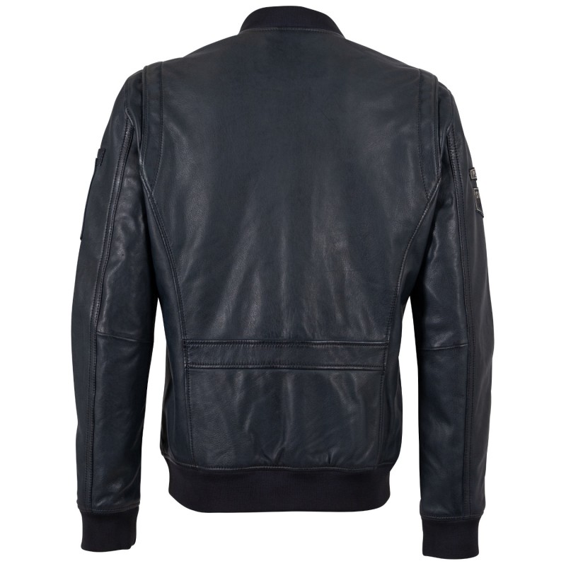 Geaca de piele barbati Mauritius MMAirpilot albastru denim stil aviator din piele naturala