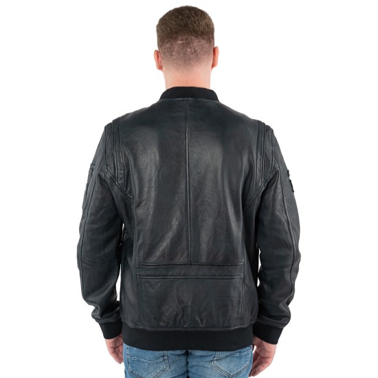 Geaca de Piele Barbati Mauritius Albastru Denim MMAirpilot Geaca de Piele Barbati Mauritius Albastru Denim MMAirpilot