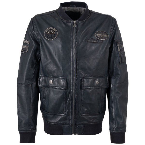 Geaca de piele barbati Mauritius MMAirpilot albastru denim stil aviator din piele naturala — fotografia 3