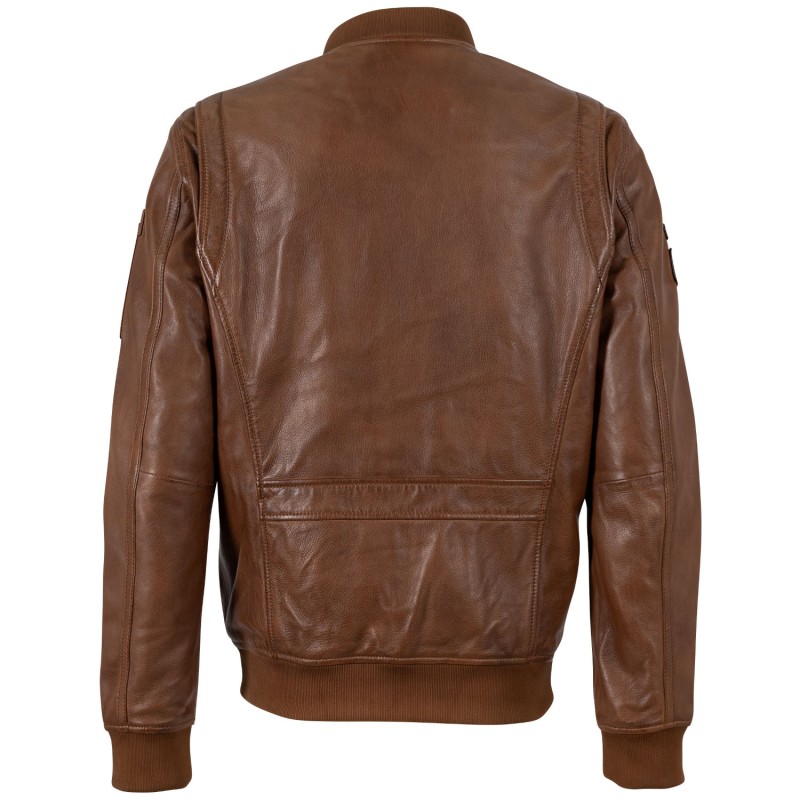 Geaca de piele barbati Mauritius MMAirpilot coniac stil aviator din piele naturala