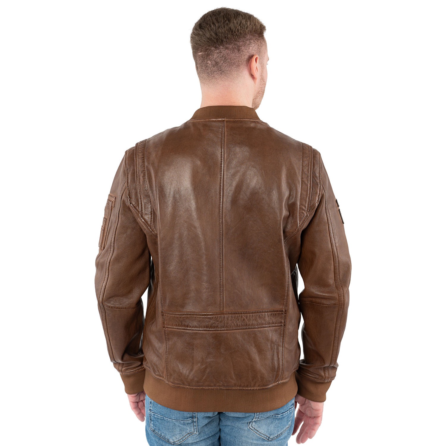 Geaca de piele barbati Mauritius MMAirpilot coniac stil aviator din piele naturala