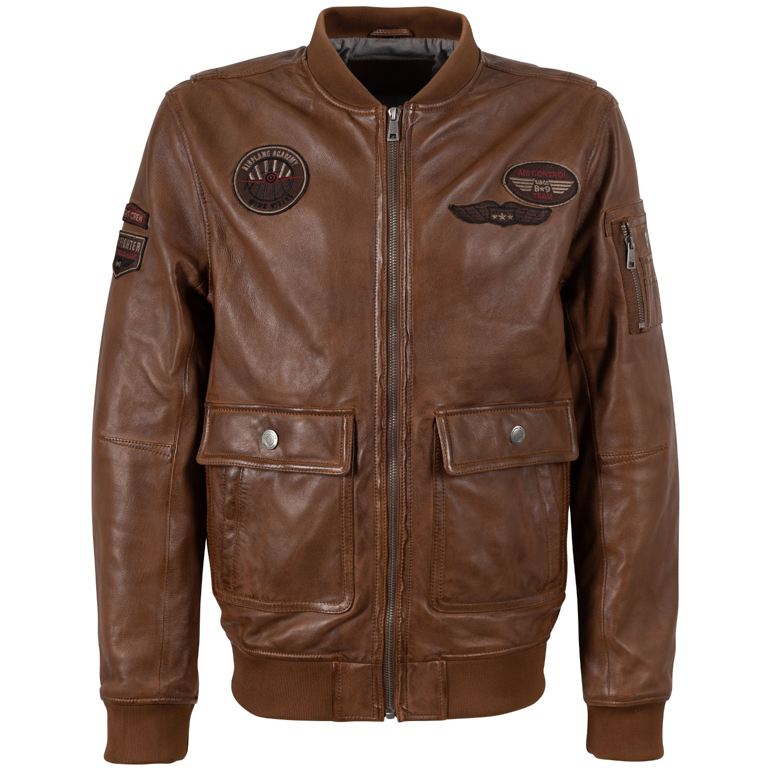 Geaca de Piele Barbati Mauritius Coniac MMAirpilot – model aviator bomber Geaca de piele barbati Mauritius MMAirpilot coniac stil aviator din piele naturala