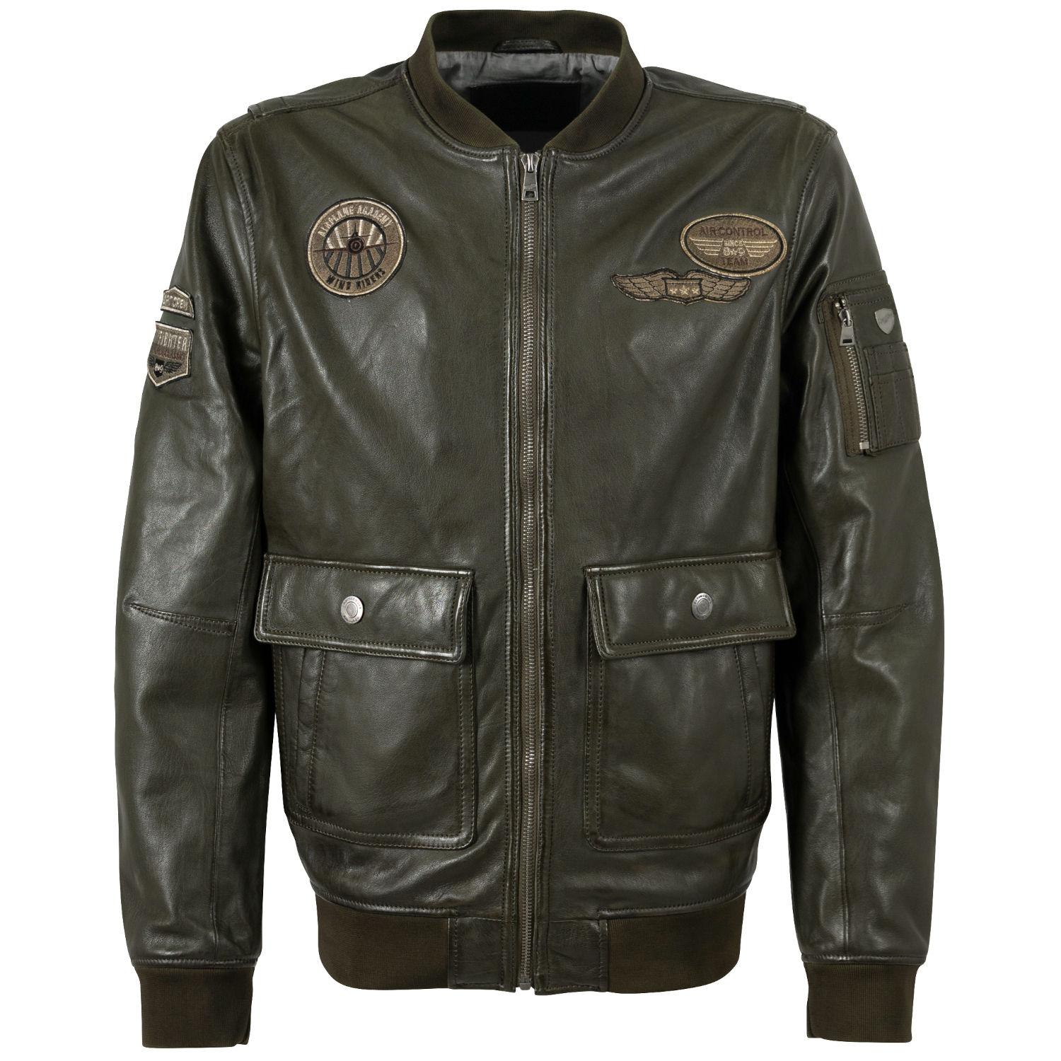 geacă de piele bărbați Mauritius MMAirpilot verde militar stil aviator