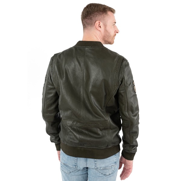 Geaca de Piele Barbati Mauritius Verde Militar MMAirpilot