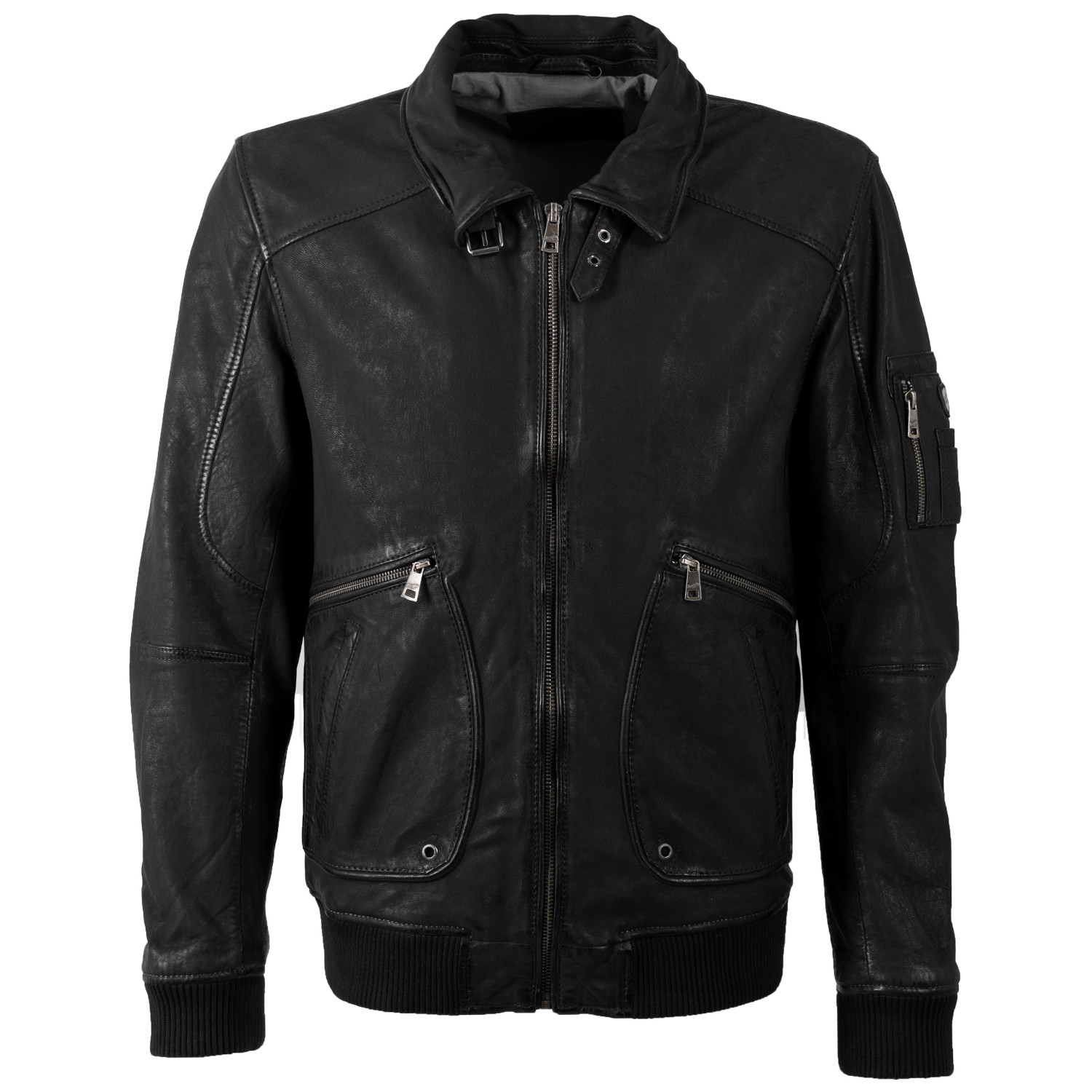 Geaca de Piele Barbati Mauritius MMAkkinson neagra din piele naturala stil pilot