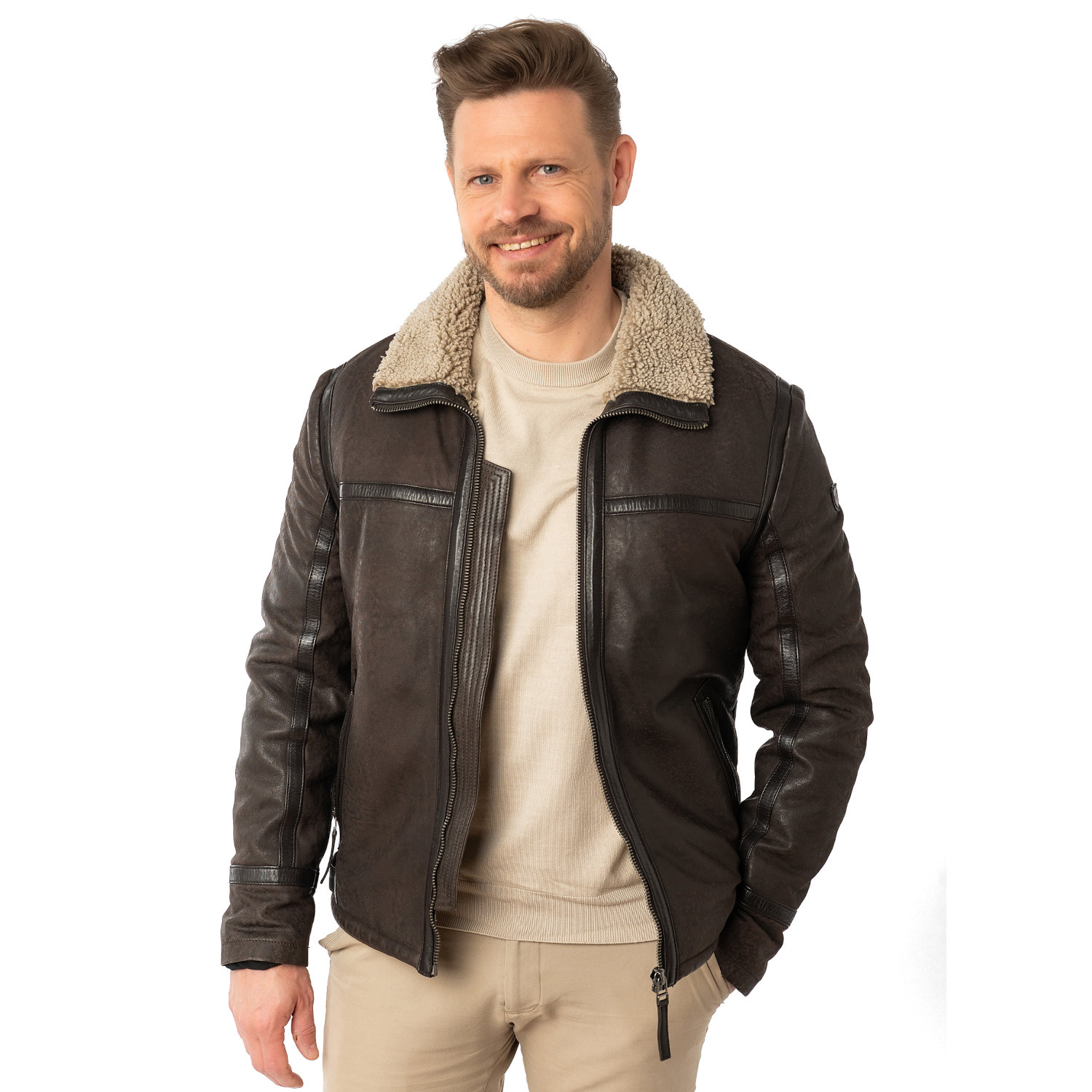 Geaca de Iarna Imblanita din Piele Barbati Mauritius Maro MMAlasko – STOC