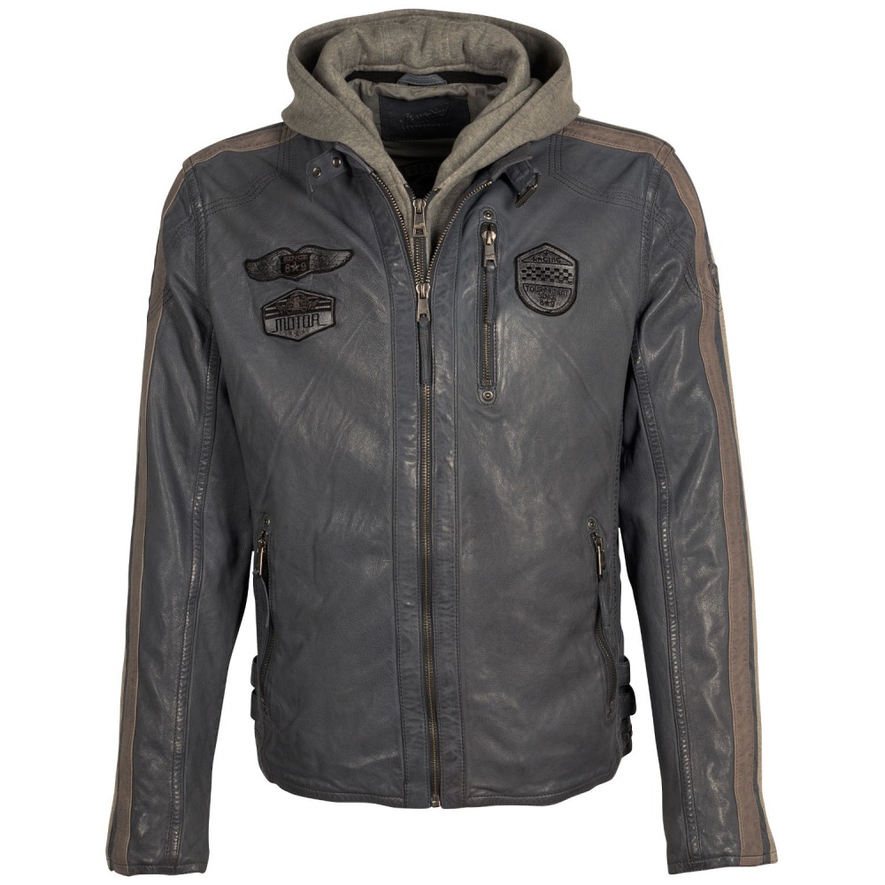 Geaca de Piele Barbati Mauritius Albastru Deschis MMAlecso - readytowear