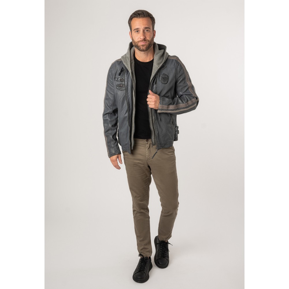 Geaca de Piele Barbati Mauritius Albastru Deschis MMAlecso - readytowear