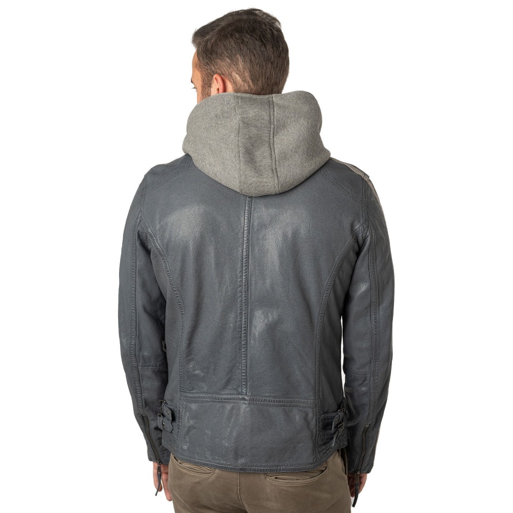 Geaca de Piele Barbati Mauritius Albastru Deschis MMAlecso