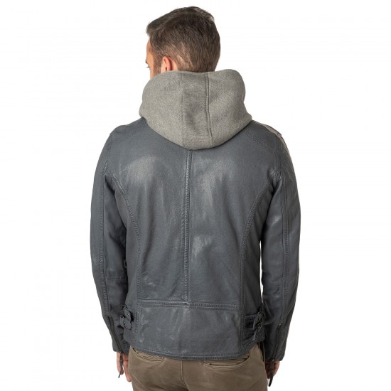 Geaca de Piele Barbati Mauritius Albastru Deschis MMAlecso