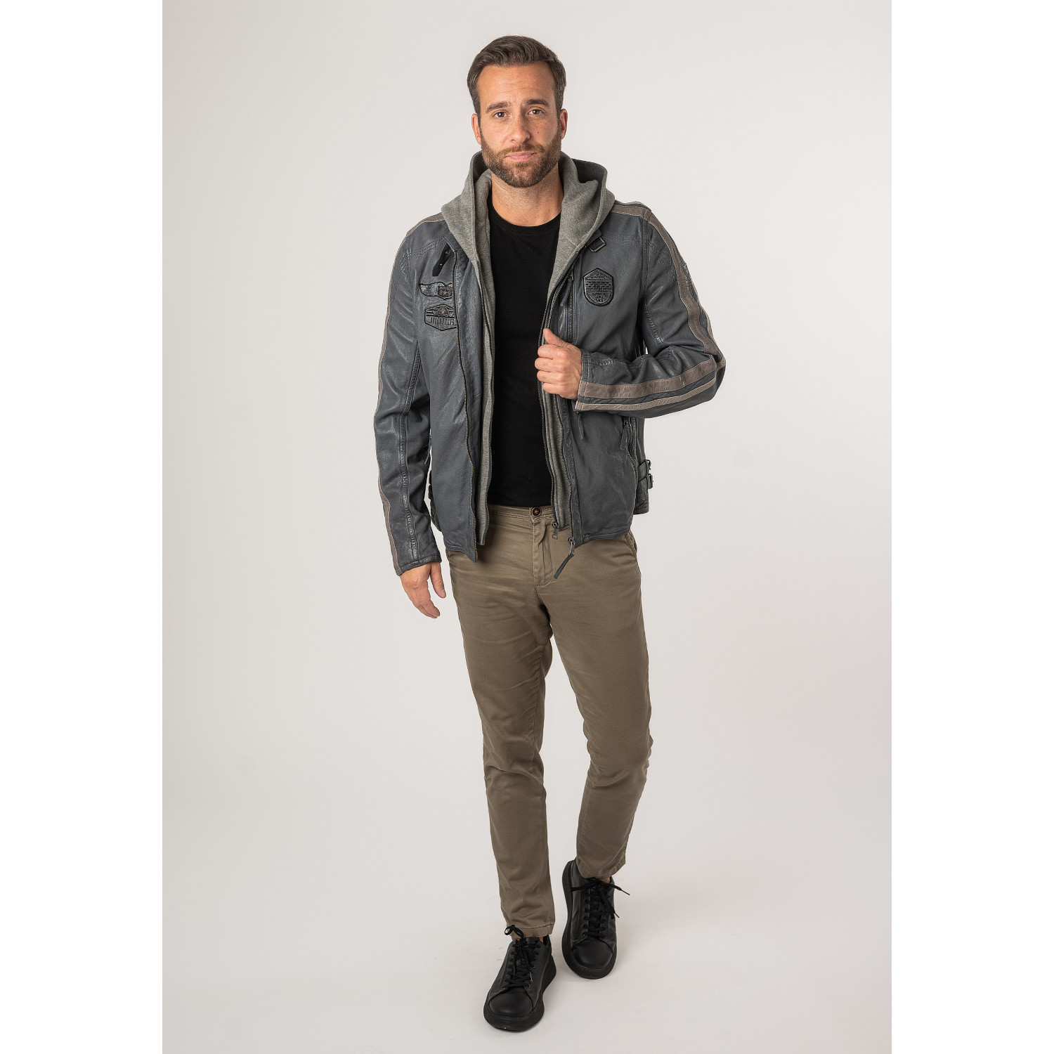 Geaca de Piele Barbati Mauritius Albastru Deschis MMAlecso – Black Friday