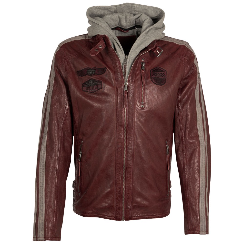 Geaca de Piele Barbati Mauritius Rosu Inchis MMAlecso - readytowear