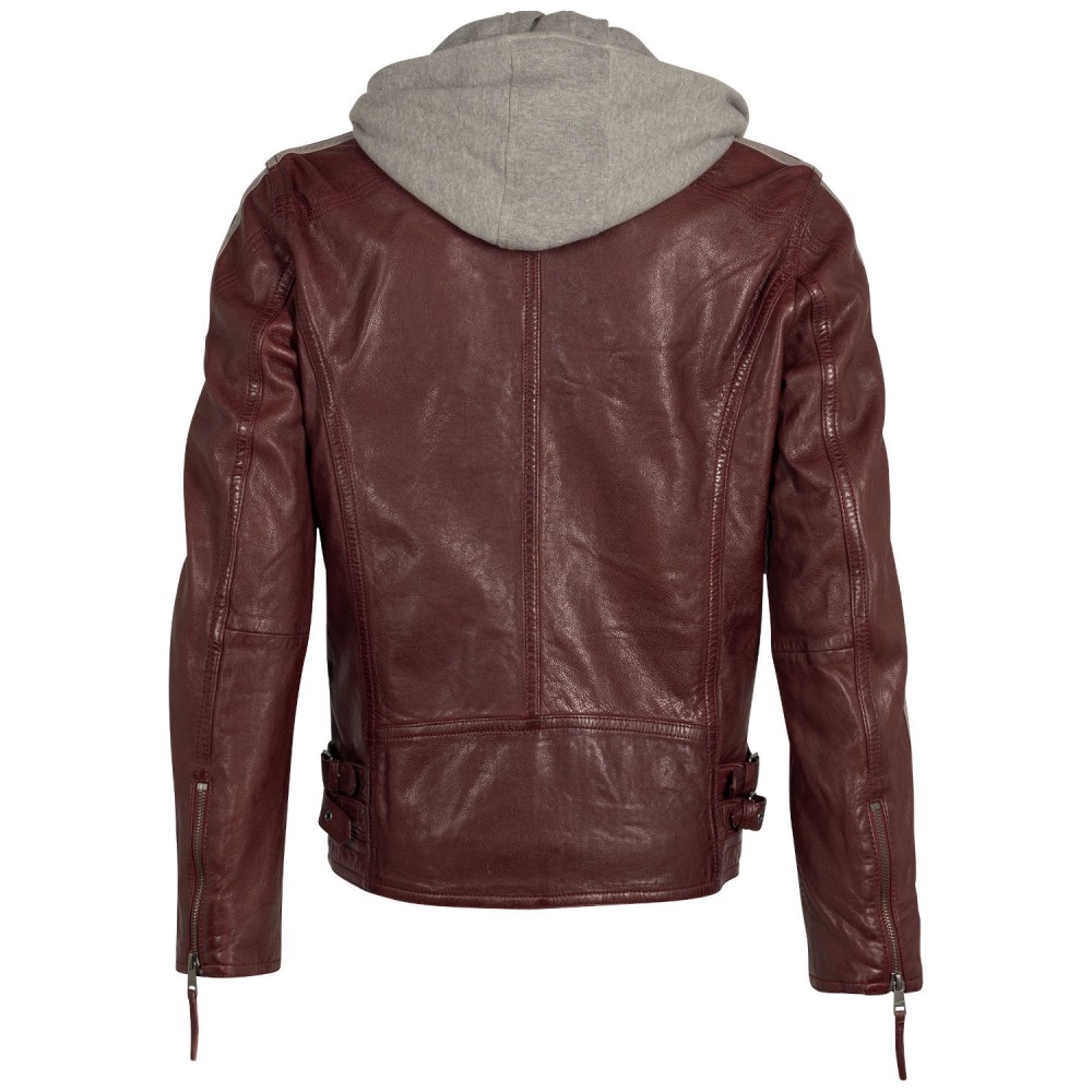 Geaca de Piele Barbati Mauritius Rosu Inchis MMAlecso - readytowear