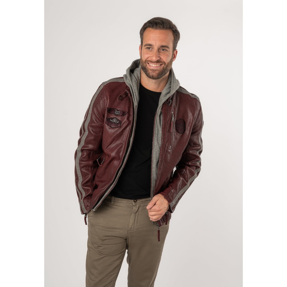 Geaca de Piele Barbati Mauritius Rosu Inchis MMAlecso - readytowear