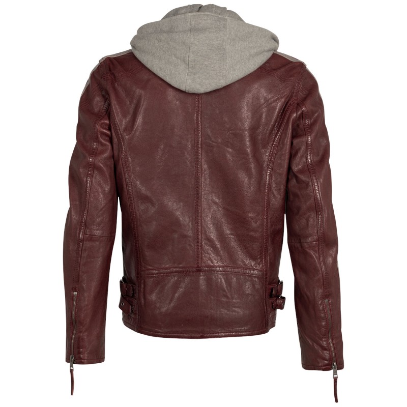 Geaca de Piele Barbati Mauritius Rosu Inchis MMAlecso – Geci de Piele