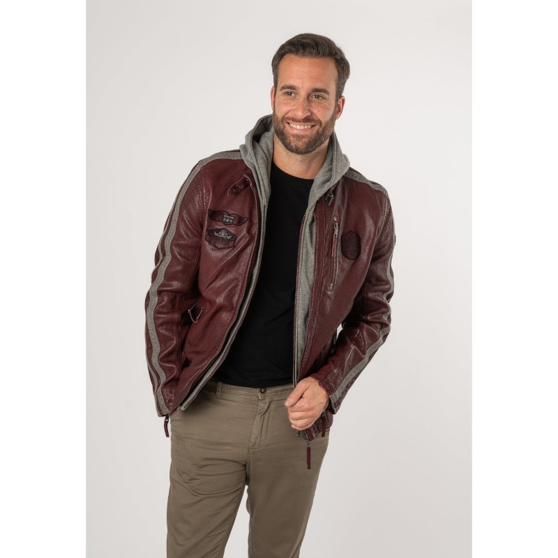 Geaca de Piele Barbati Mauritius Rosu Inchis MMAlecso – Geci de Piele