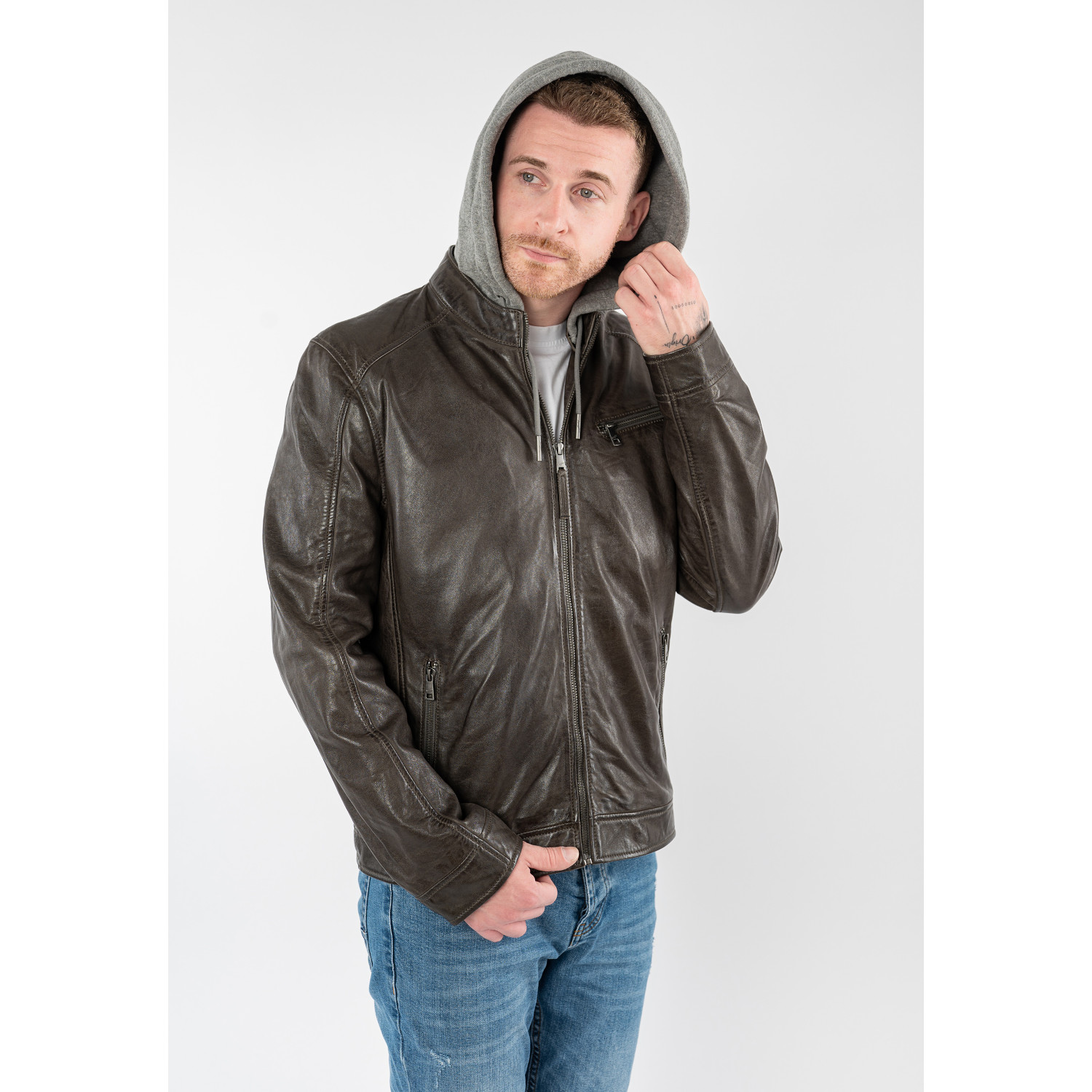 Geaca de Piele Barbati Mauritius Maro Inchis MMBarlo – Geci de Piele