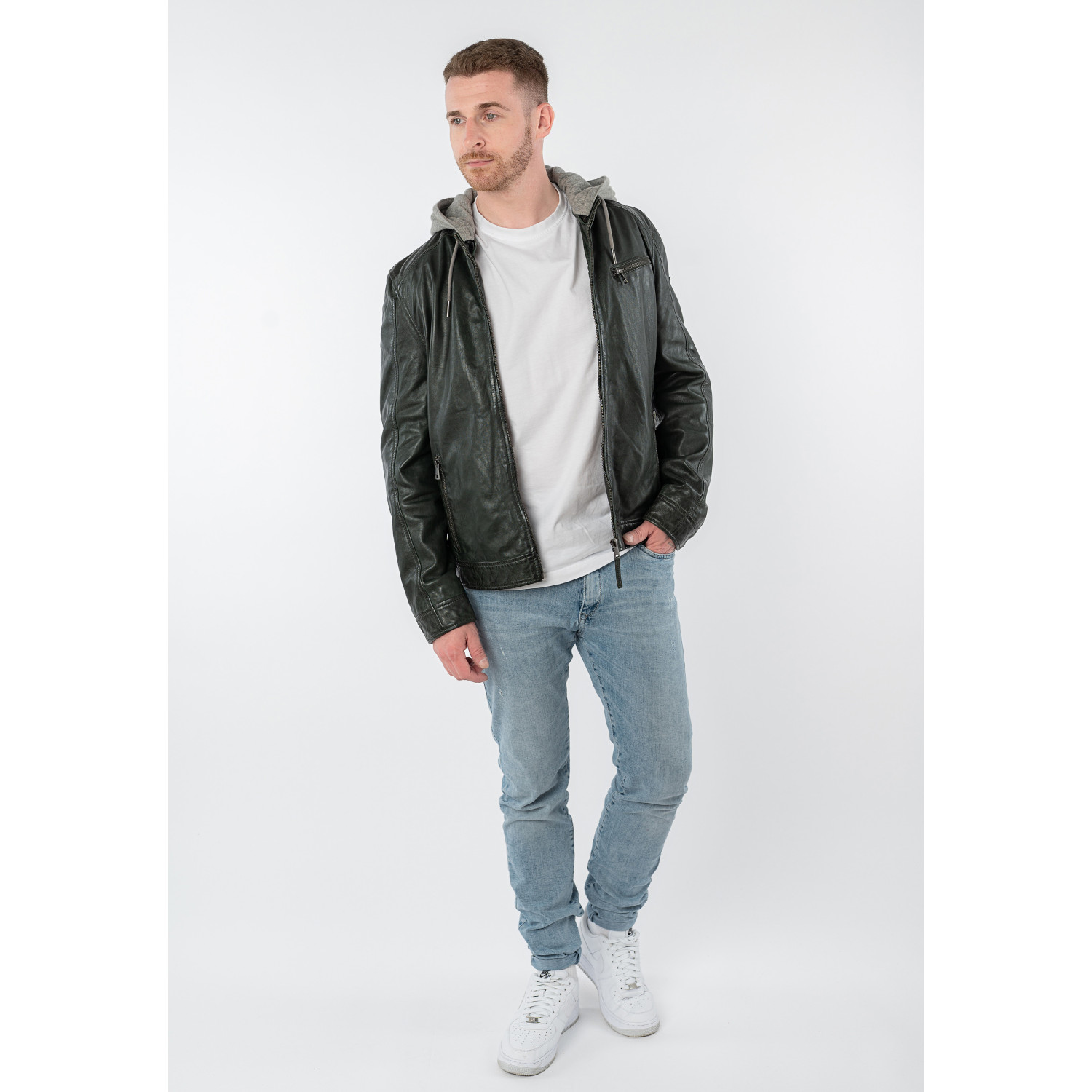 Geaca de Piele Barbati Mauritius Verde Inchis MMBarlo – Geci de Piele