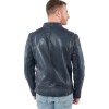 geacă de piele biker bărbați Mauritius MMBaydo albastră cu guler stand-up