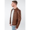 geaca de piele barbati Mauritius MMBaydo coniac regular fit stil biker