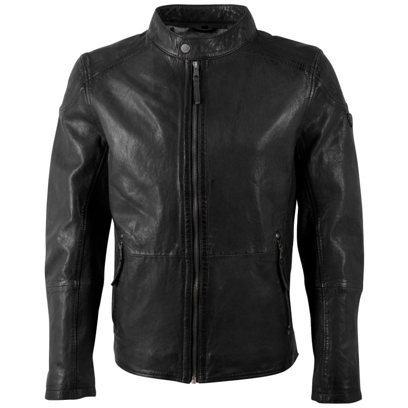 Geacă de piele bărbați Mauritius MMBaydo neagră, piele naturală, stil biker