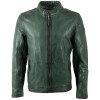 geacă biker bărbați Mauritius MMBaydo verde din piele naturală cu guler stand-up și fermoar