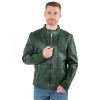geacă biker bărbați Mauritius MMBaydo verde din piele naturală cu guler stand-up și fermoar
