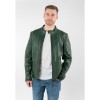 geacă biker bărbați Mauritius MMBaydo verde din piele naturală cu guler stand-up și fermoar