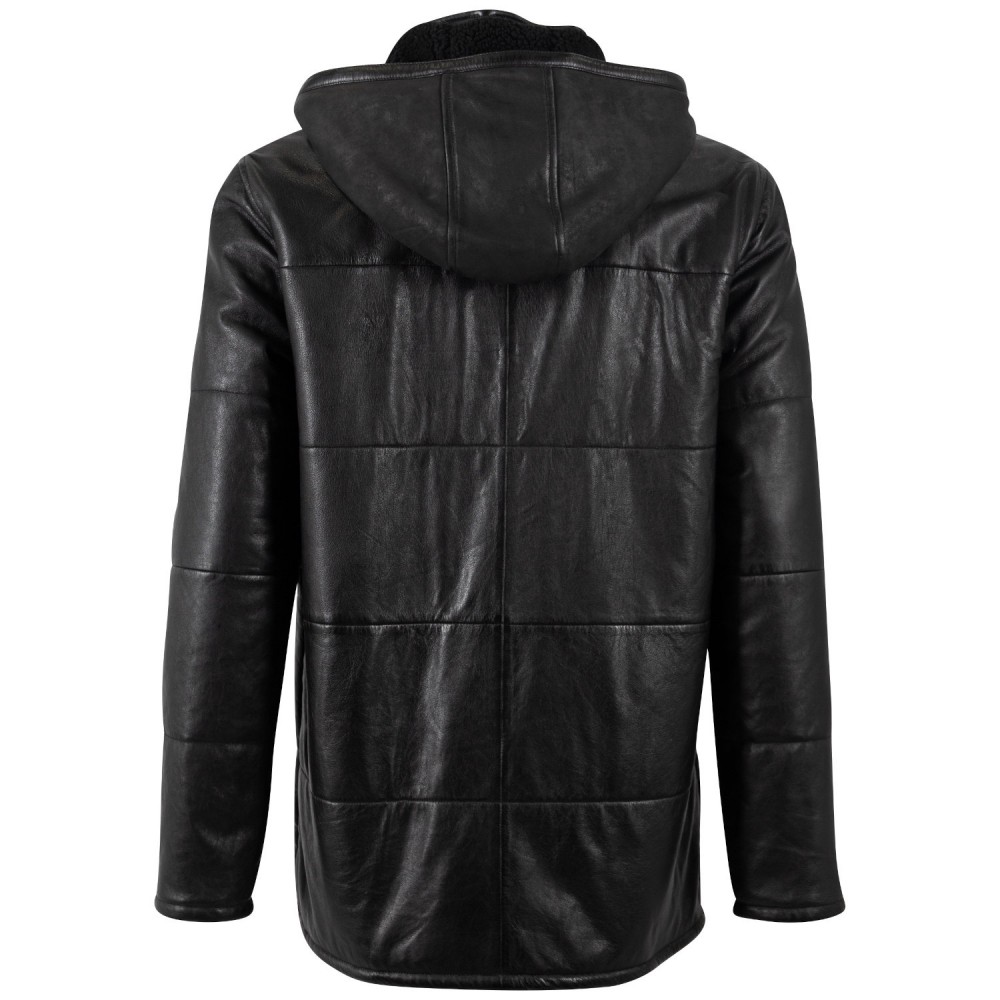 Geaca Lunga de Iarna din Piele Barbati Mauritius Antracit Inchis MMBelous - readytowear