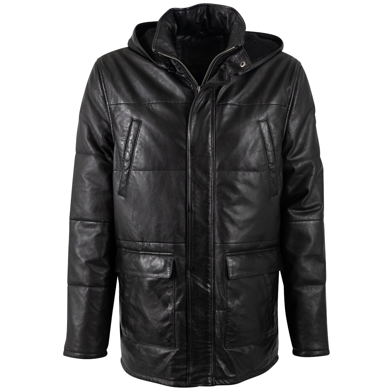 Geaca Lunga de Iarna din Piele Barbati Mauritius Antracit Inchis MMBelous – Black Friday