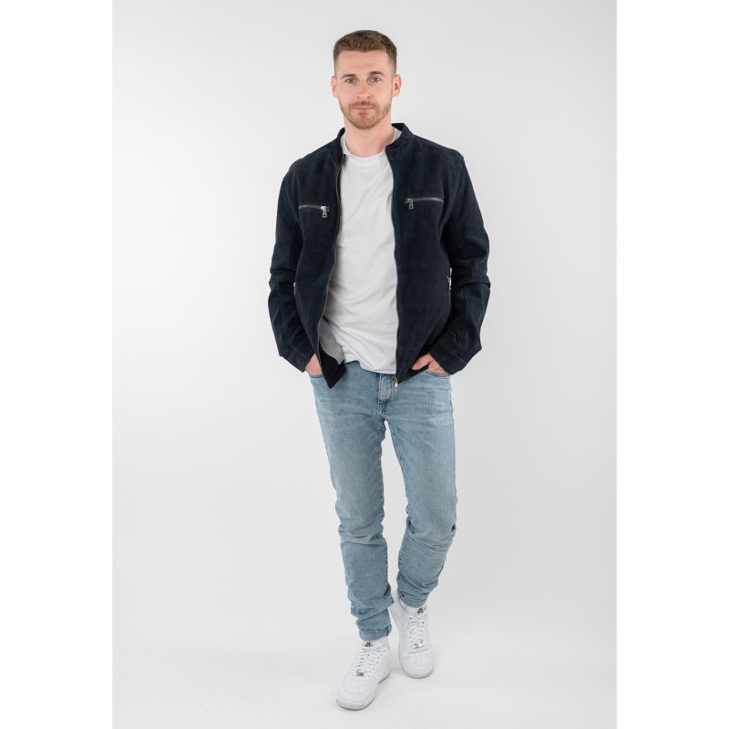 Geaca de Piele Barbati Mauritius Bleumarin MMBerat