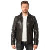 Geaca de Piele Barbati Mauritius Antracit Inchis MMBerink