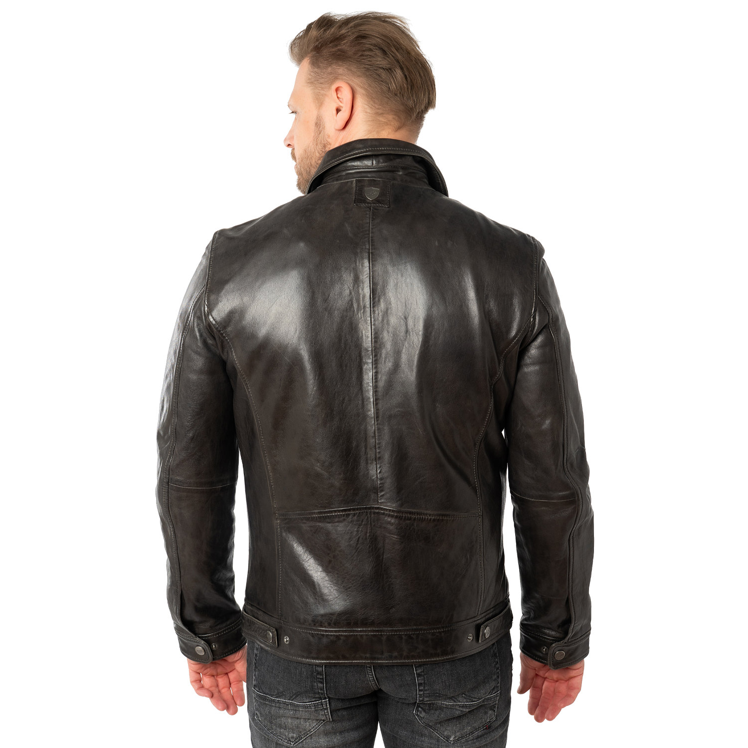 Geacă de piele bărbați Mauritius MMBerink antracit închis Geacă de piele pentru bărbați Mauritius MMBerink, culoare antracit închis, din piele naturală de miel