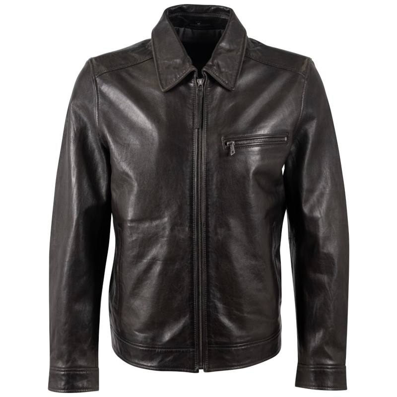 Geaca de Piele Barbati Mauritius Antracit Inchis MMBerink – Geci de Piele