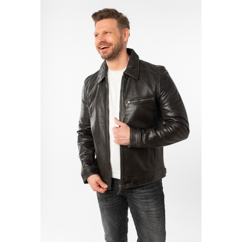 Geaca de Piele Barbati Mauritius Antracit Inchis MMBerink – Geci de Piele