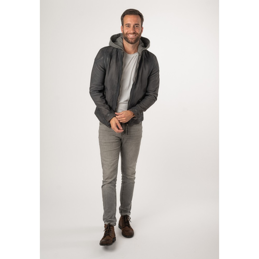 Geaca de Piele Barbati Mauritius Albastru/Gri MMBero - readytowear