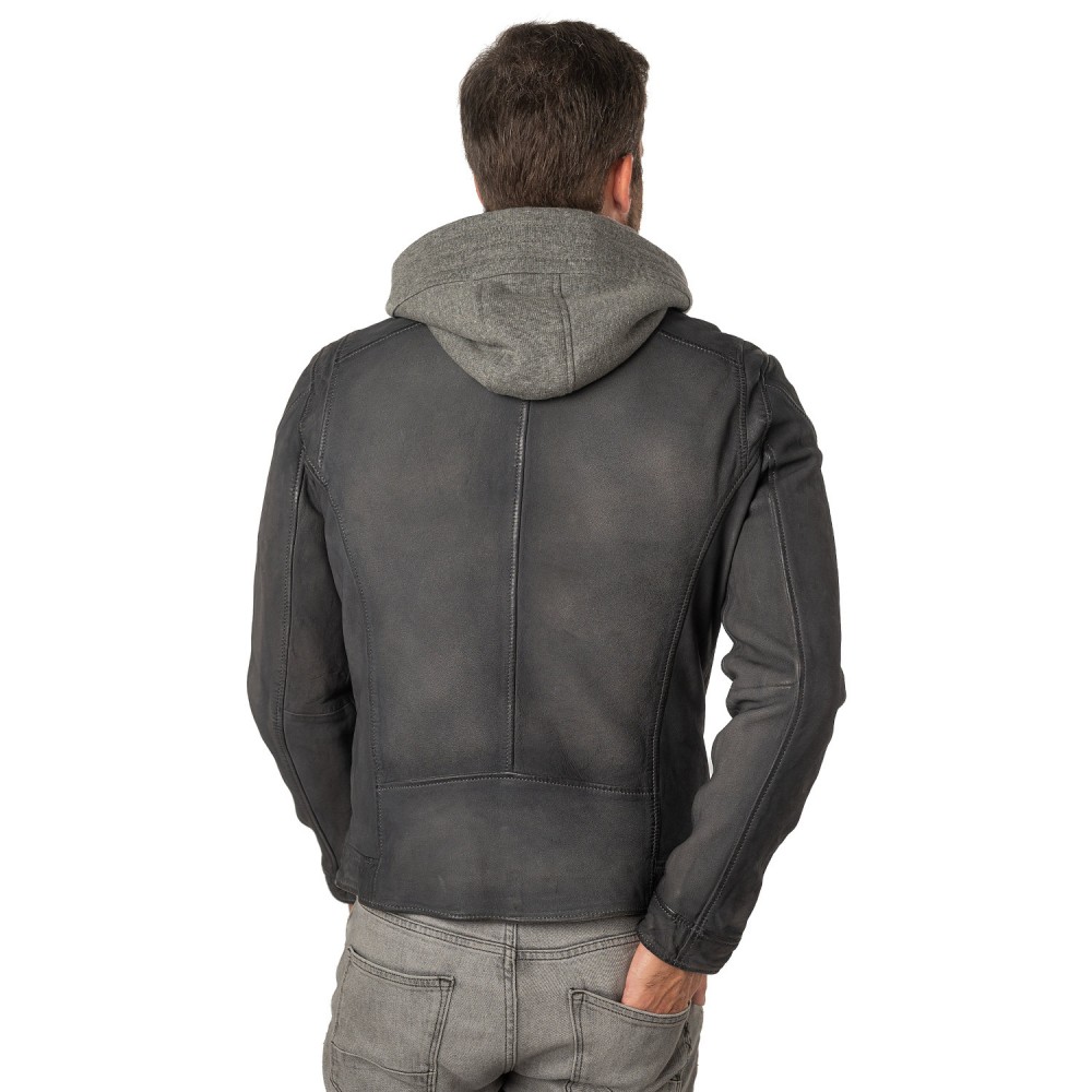 Geaca de Piele Barbati Mauritius Albastru/Gri MMBero