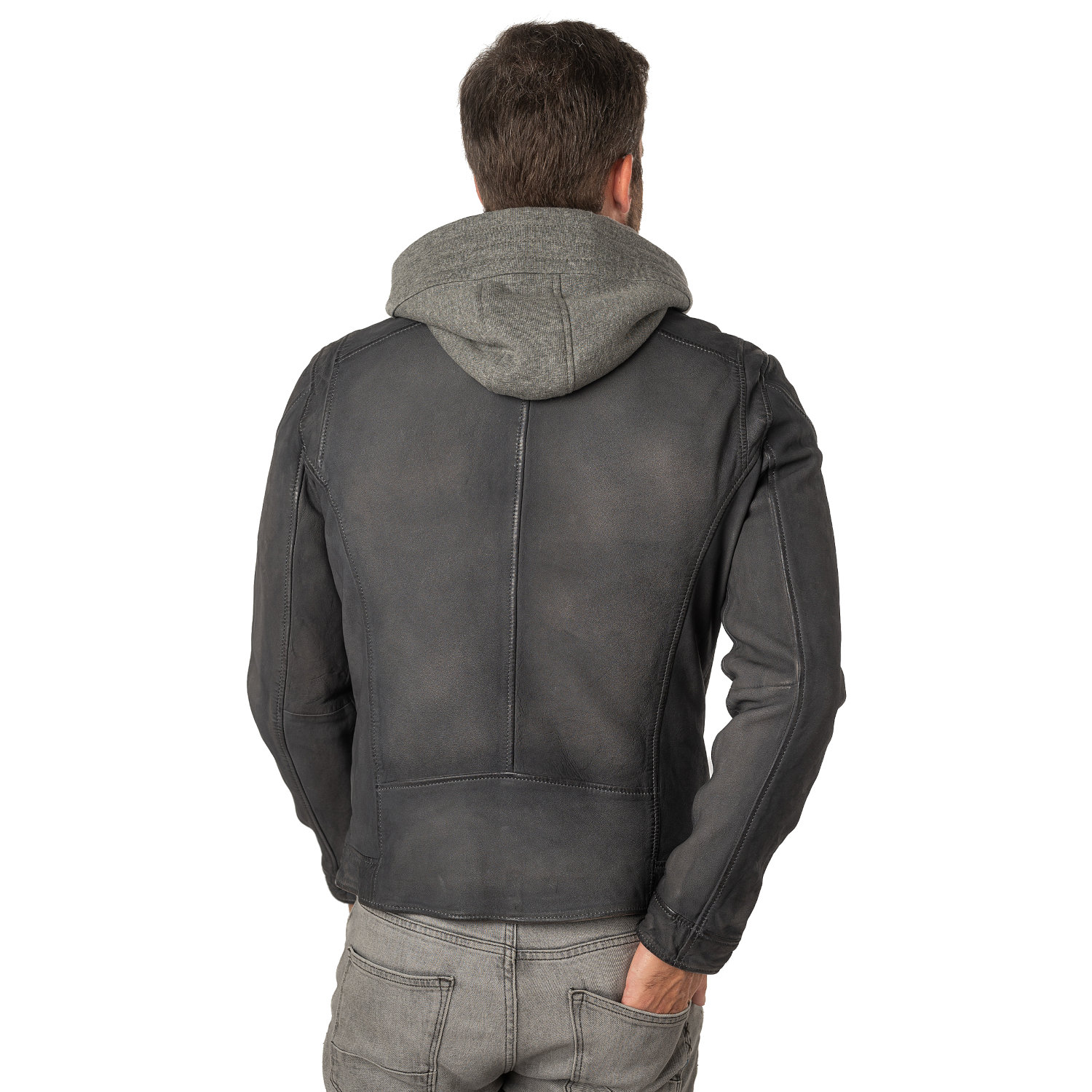 Geaca de Piele Barbati Mauritius Albastru/Gri MMBero – Geci de Piele