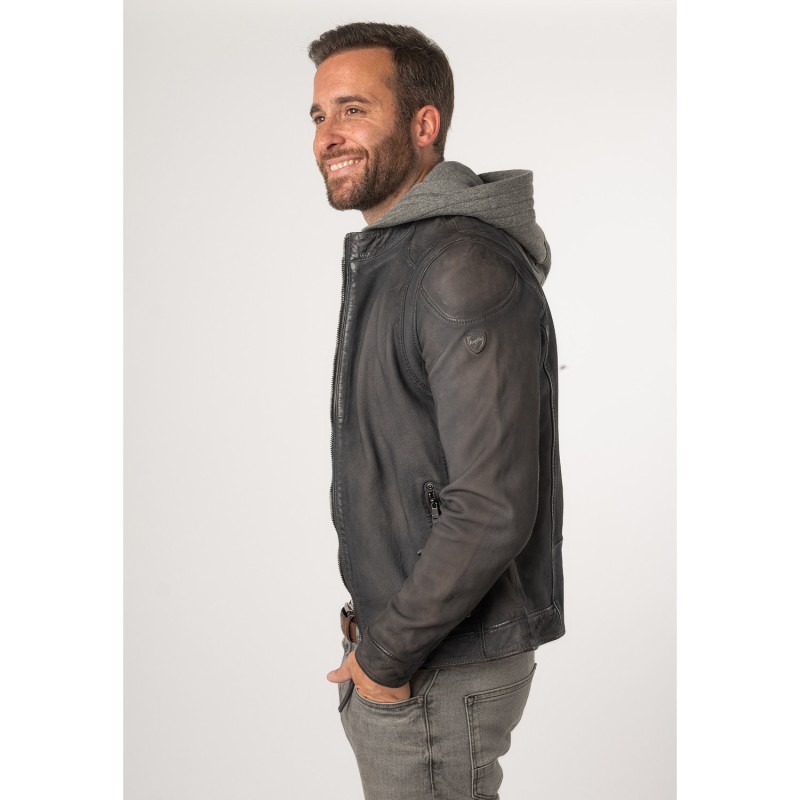 Geaca de Piele Barbati Mauritius Albastru/Gri MMBero – Black Friday