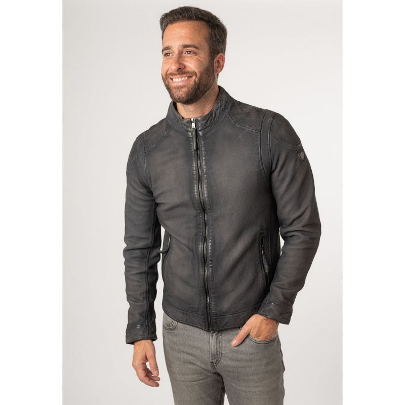 Geaca de Piele Barbati Mauritius Albastru/Gri MMBero – Black Friday