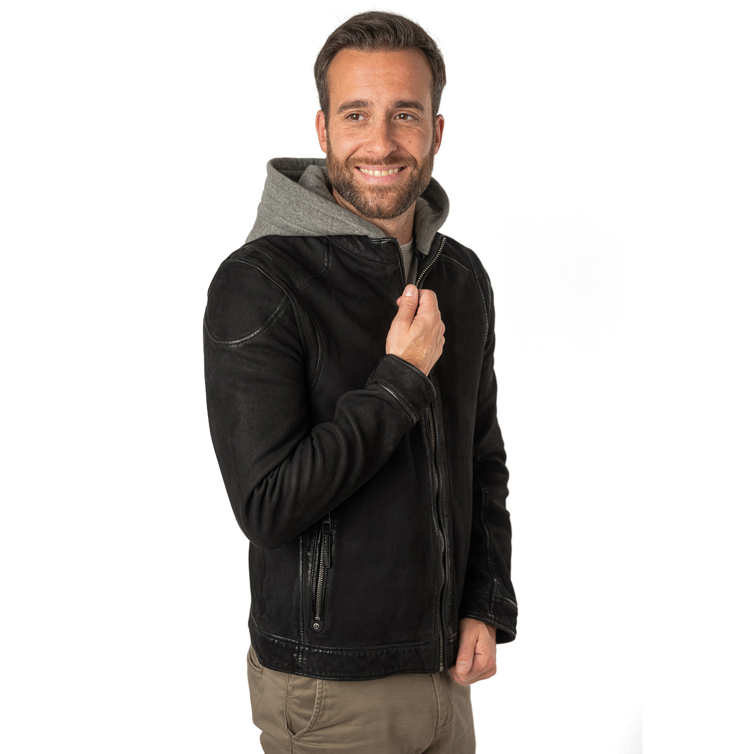 Geaca de Piele Barbati Mauritius Neagra MMBero – Geci de Piele