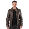 Geacă de Piele Bărbați Mauritius MMBlaco Maro Închis Regular Fit Stil Biker